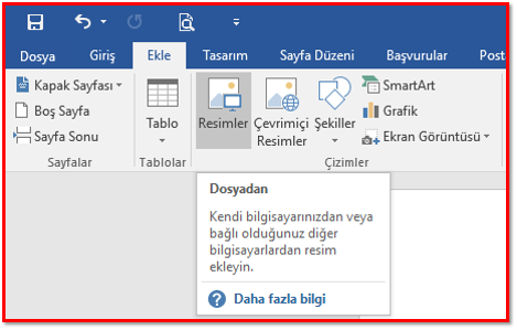 Resim Ekleme Menüsü
