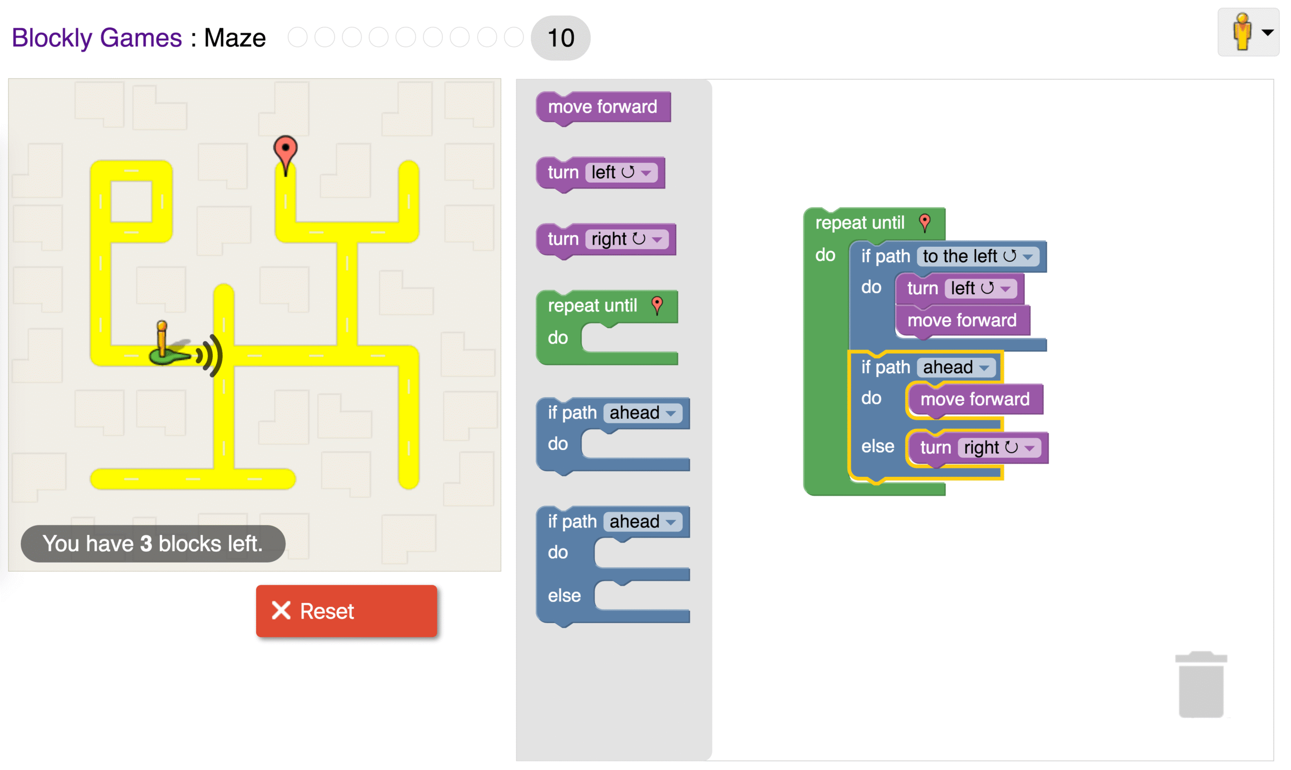 Blockly Games Arayüzü